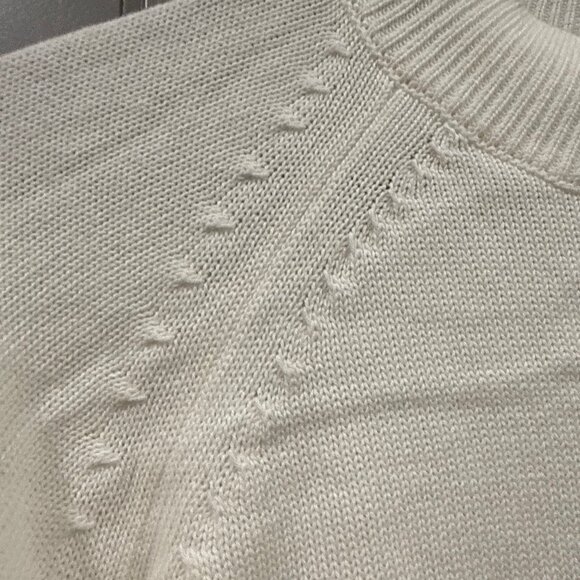 Quince Organic Cotton Mock Neck Sweater Womens L Gray Knit White - Picture 5 of 7